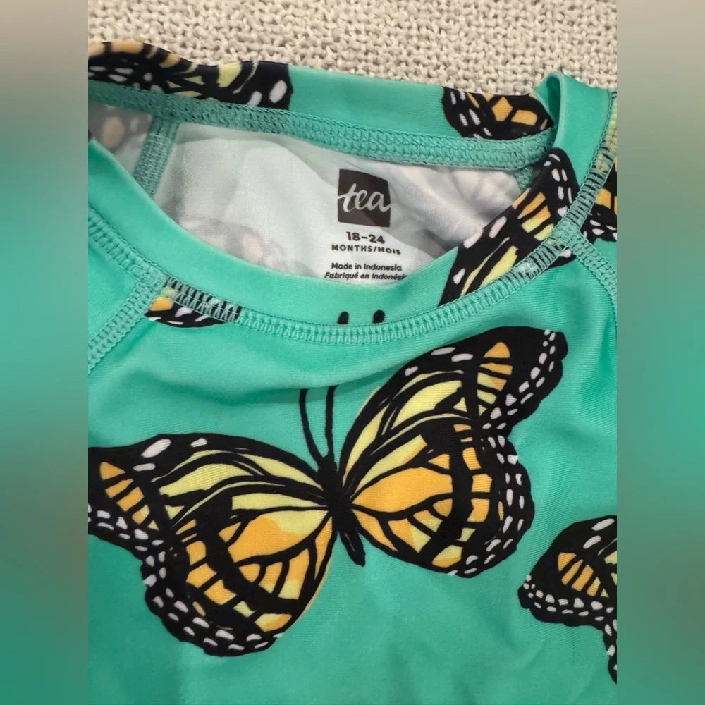 Tea Collection Butterfly Rash Guard  Swimsuit Set Toddler Girl 18-24 months